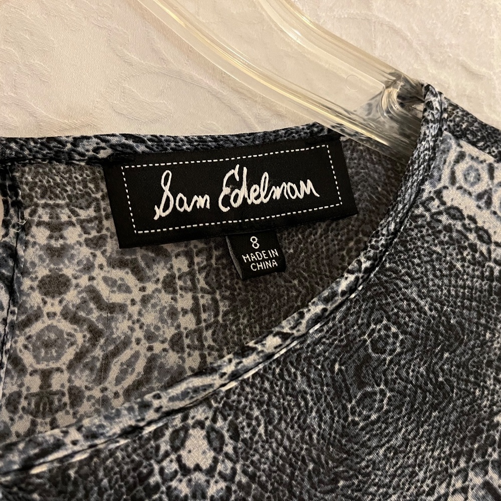 Sam Edelman Sheer Gray/White Patterned Mini-Dress… - image 3